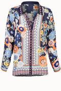 Colorful Floral Long Sleeve Button Down Top