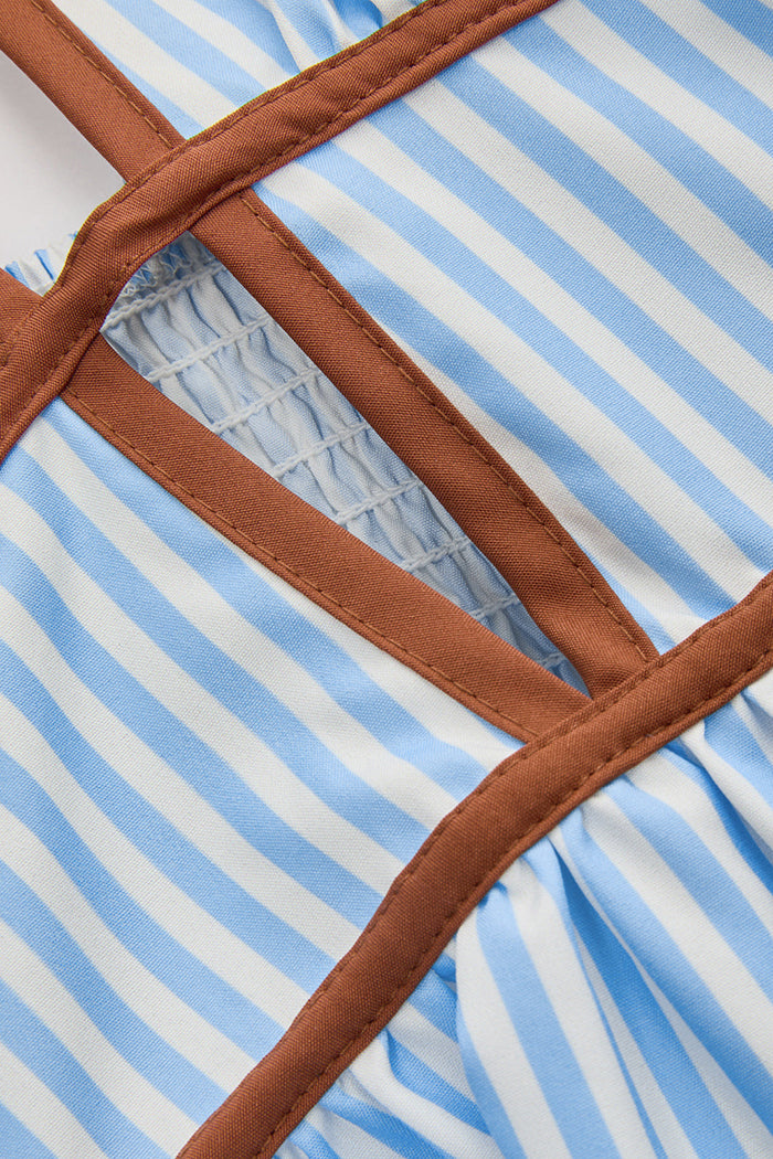 V-Neck Halter Striped Dress