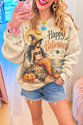 Halloween Witch Mermaid Graphic Crewneck Sweatshirt