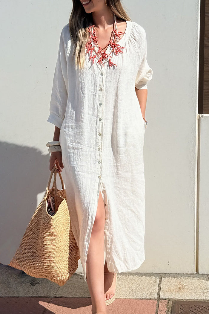 Button Front Pocket Shirt Dress