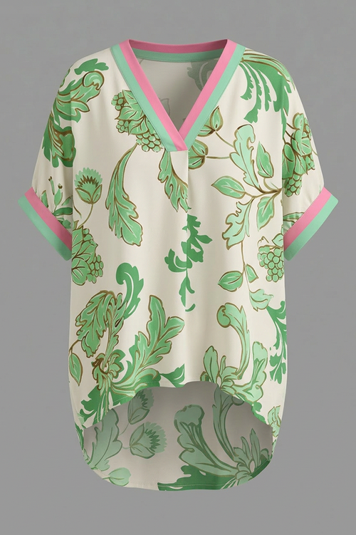 Contrast Trim Dolman Sleeve Top