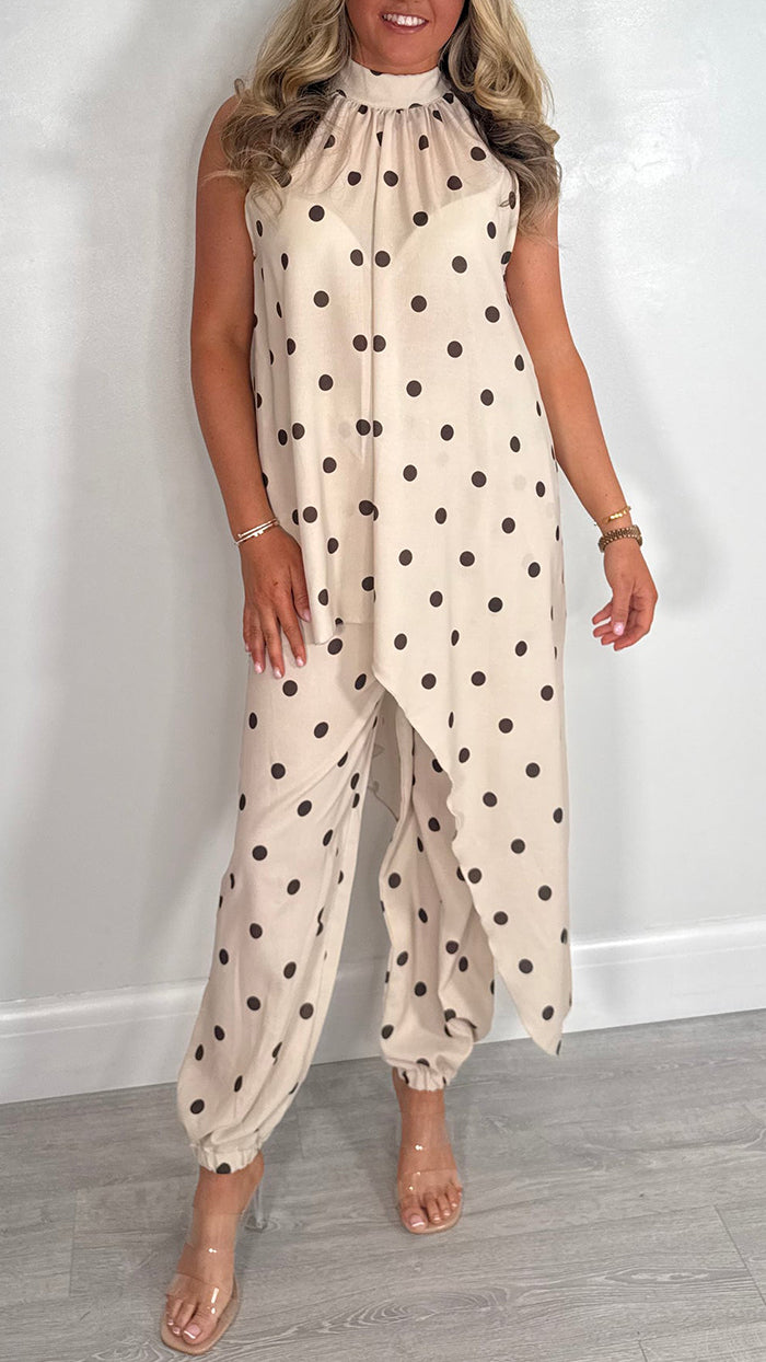 Polka Dot Asymmetric Two-Piece Set