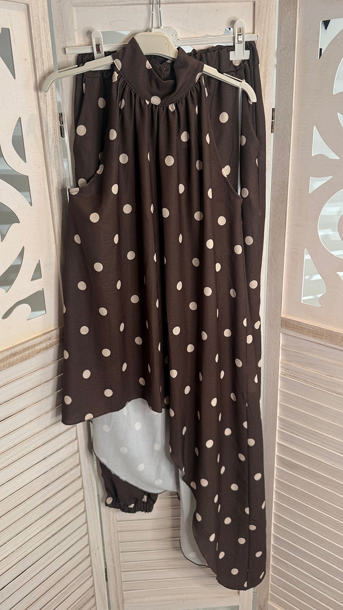 Polka Dot Asymmetric Two-Piece Set