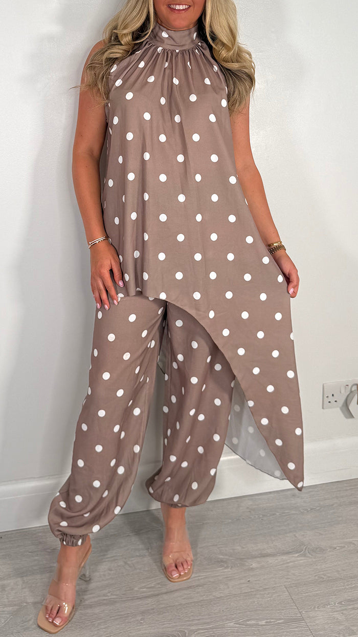 Polka Dot Asymmetric Two-Piece Set