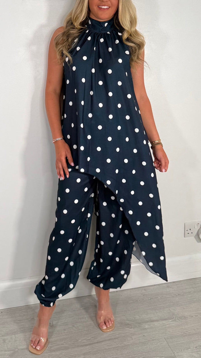 Polka Dot Asymmetric Two-Piece Set