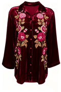 Velvet Floral Kimono Sleeve Top
