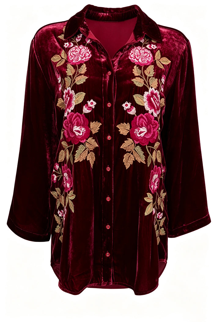 Velvet Floral Kimono Sleeve Top