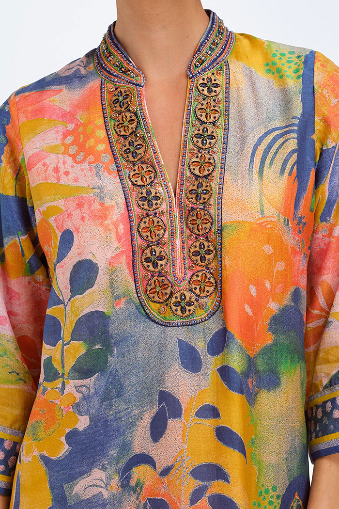 Casual V-Neck Botanical Print Dress