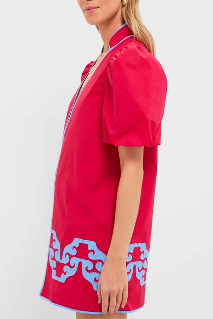 Stand Collar Balloon Sleeve Dress