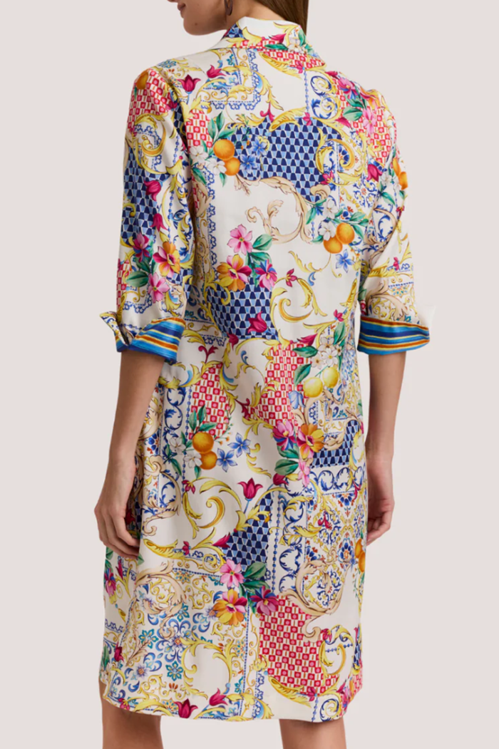 Casual 3/4 Sleeve Amalfi Print Dress