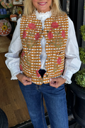 Gingham Floral Quilted Cotton Vest