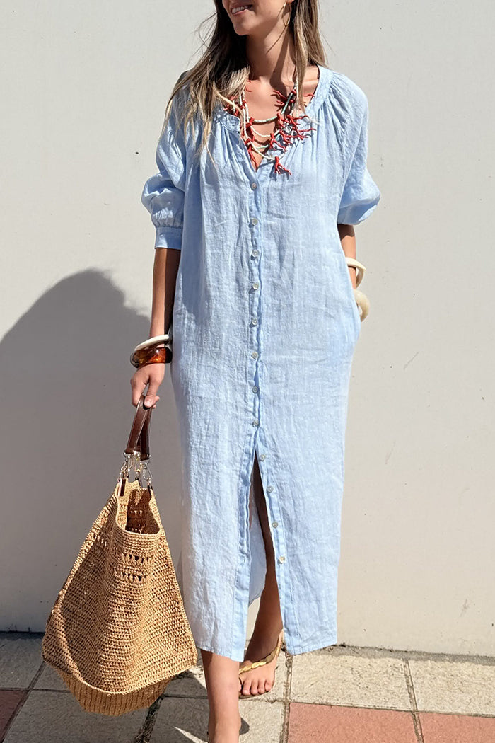 Button Front Pocket Shirt Dress