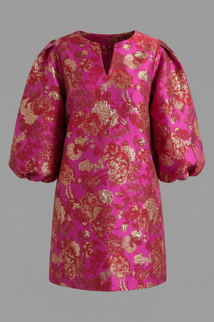 Gold Accent Jacquard Shift Dress