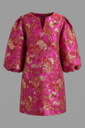 Gold Accent Jacquard Shift Dress