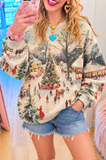 Christmas Town Scene Graphic Crewneck Sweatshirt