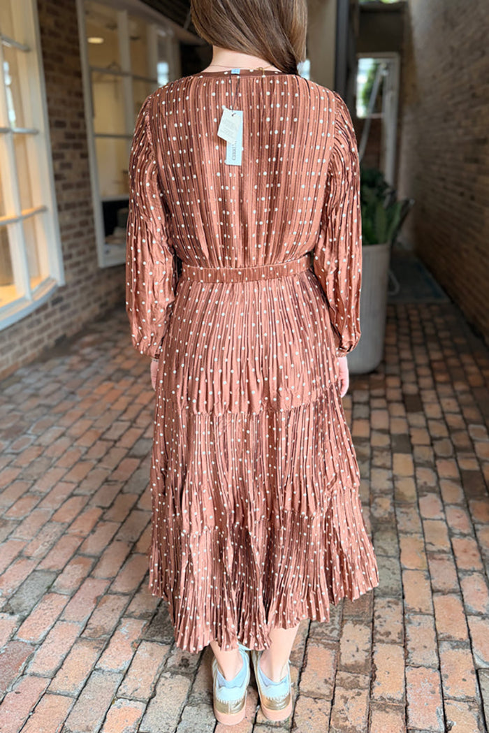 Casual Pleated Polka Dot Dress