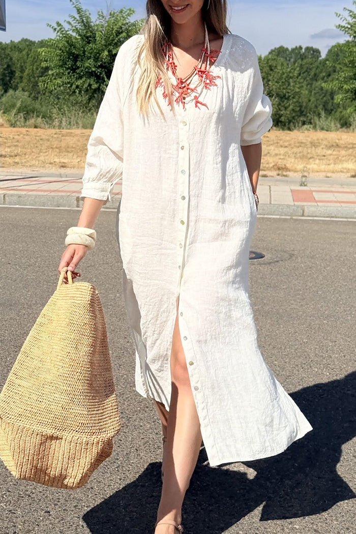 Button Front Pocket Shirt Dress