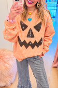 Gingham Rhinestone Pumpkin Crewneck Sweatshirt