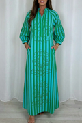 Casual V-Neck Striped Maxi Dress