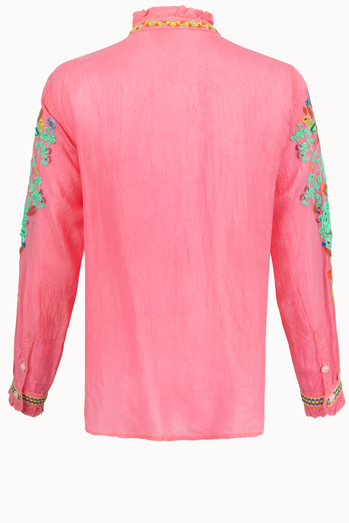 Ruffle Neck Keyhole Top