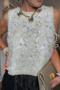 Sleeveless Sequin Side Tie Crop Top