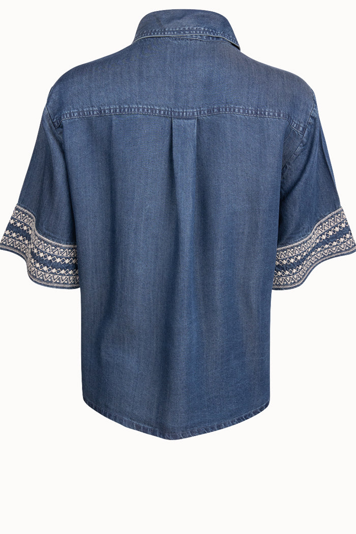 Short Sleeve Denim Shirt Top