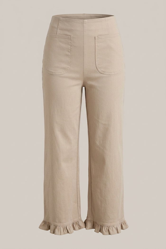 Straight Leg Ruffle Hem Pants