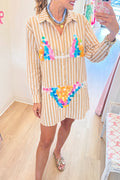 Casual Striped Multi Paillette Bikini Tunic