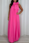 Casual Sleeveless Bow Maxi Dress