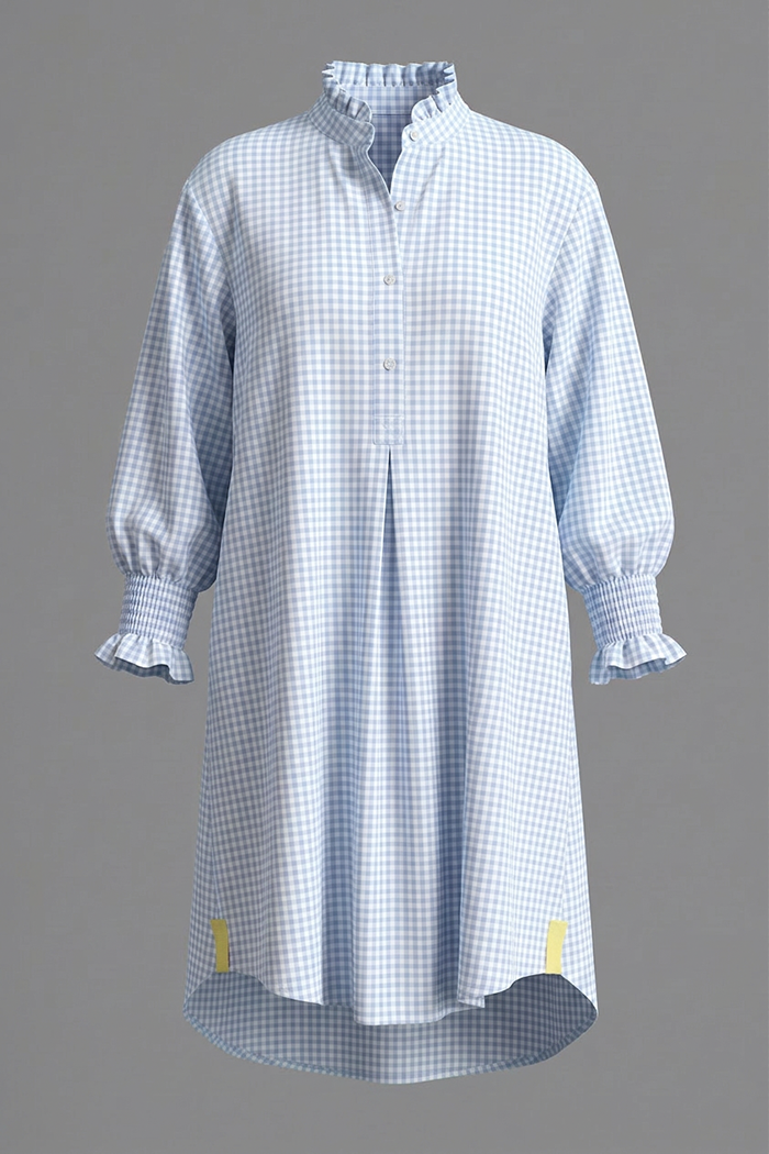 Ruffle Collar Smocked Sleeve Cuff Dress