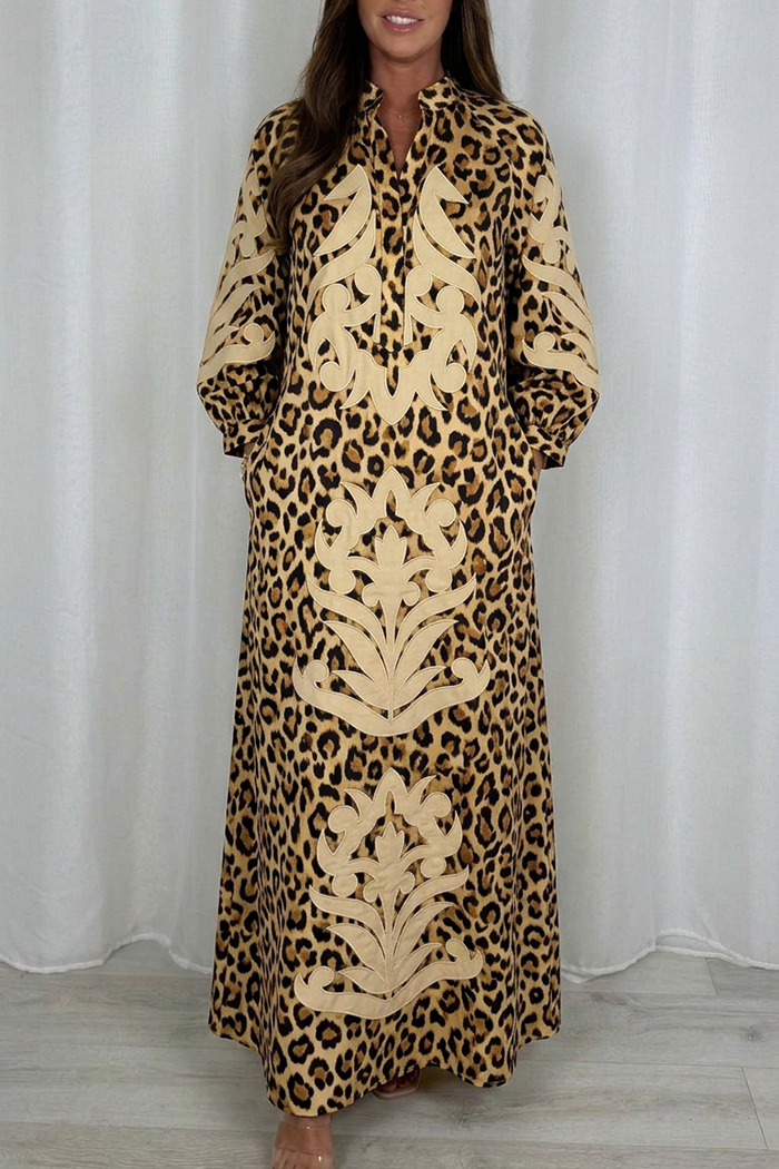 Casual Leopard Print Maxi Dress