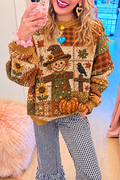 Patchwork Sequin Scarecrow Crewneck Sweatshirt