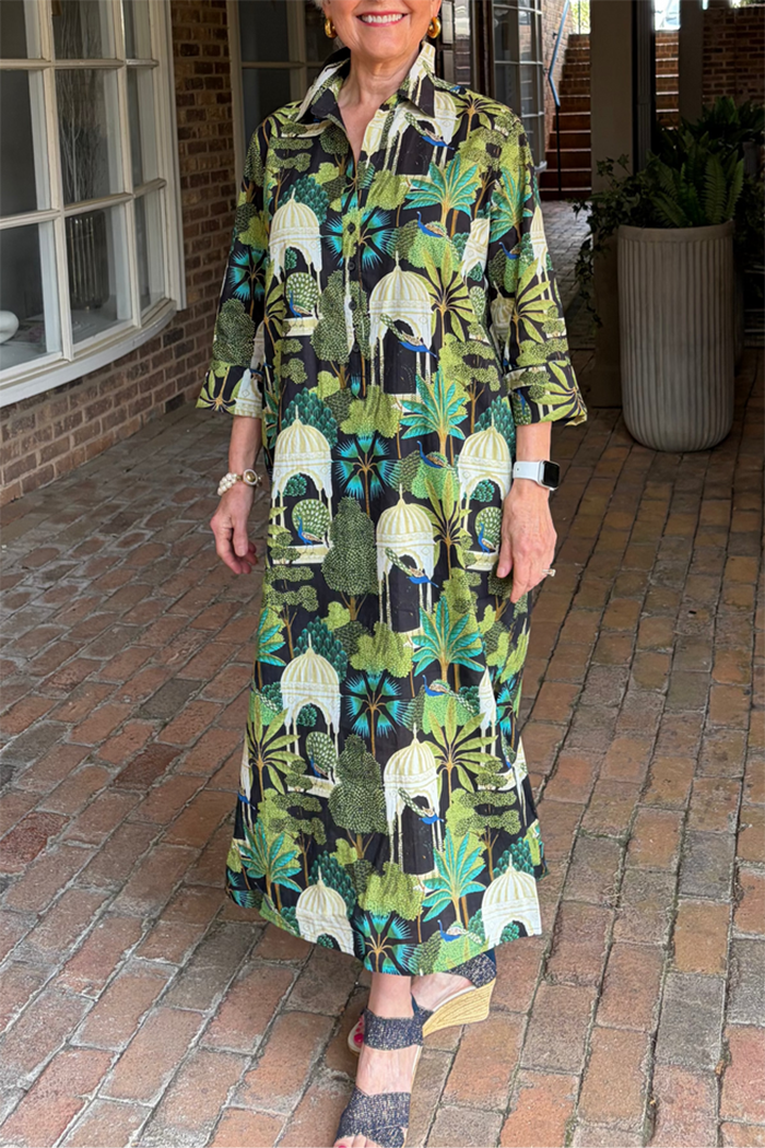 Casual Botanical Print Dress