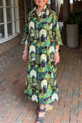 Casual Botanical Print Dress