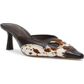 Cow Print Patchwork Pointed Toe Mules