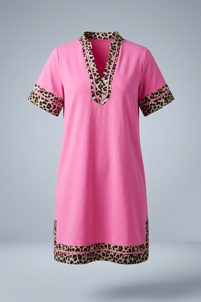 Leopard Contrast Pocket Dress