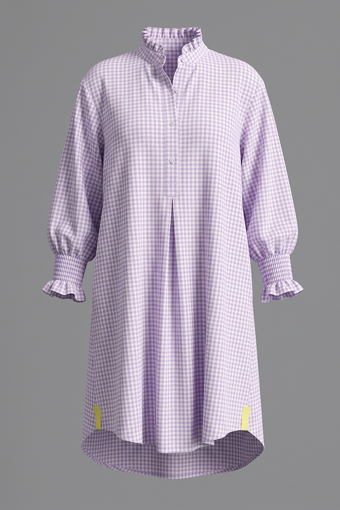 Ruffle Collar Smocked Sleeve Cuff Dress