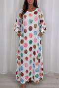 Casual Abstract Print Pocket Maxi Dress