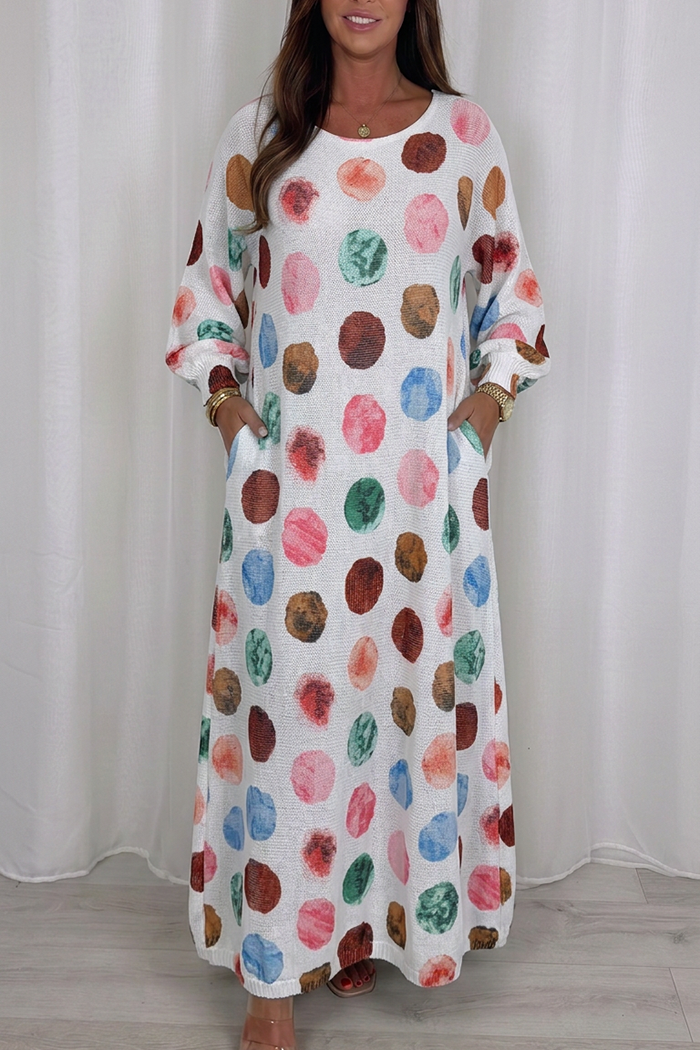 Casual Abstract Print Pocket Maxi Dress