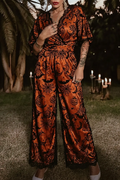Halloween Motif Lace Wide Leg Jumpsuit