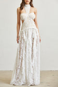 White Lace Ruffles Dress
