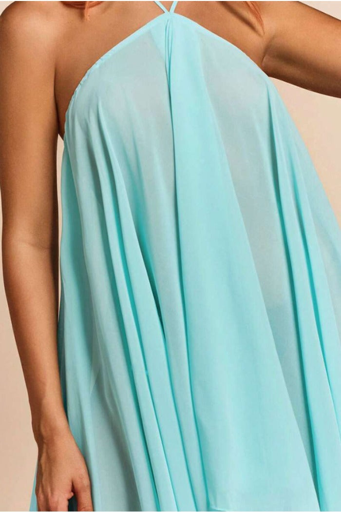 Halter Neck Asymmetrical Hem Dress