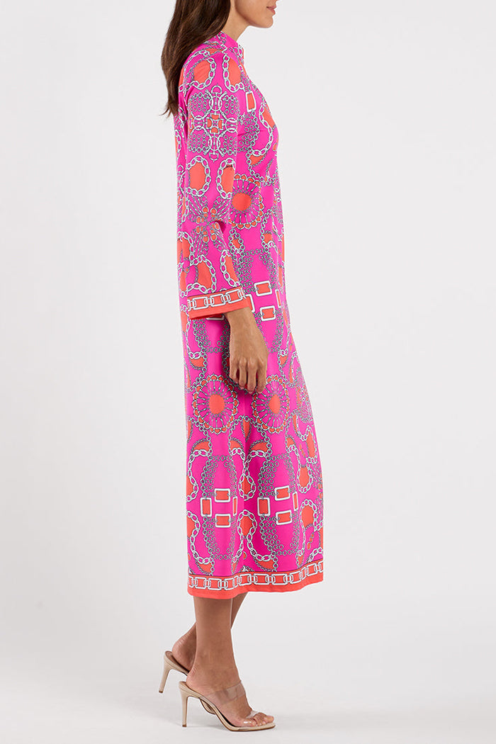 Casual Long Sleeve Caftan Midi Dress