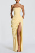 Lemon Yellow Strapless Maxi Dress