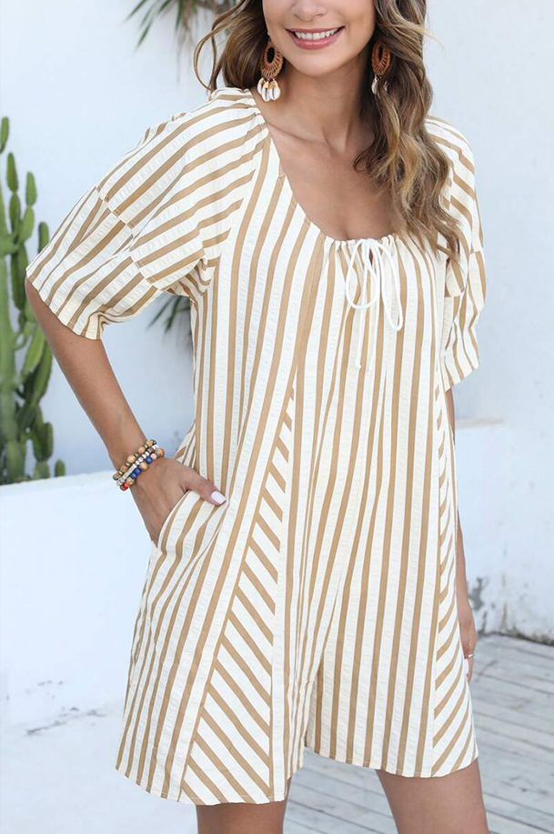 Casual Puff Sleeve Wide Leg Romper