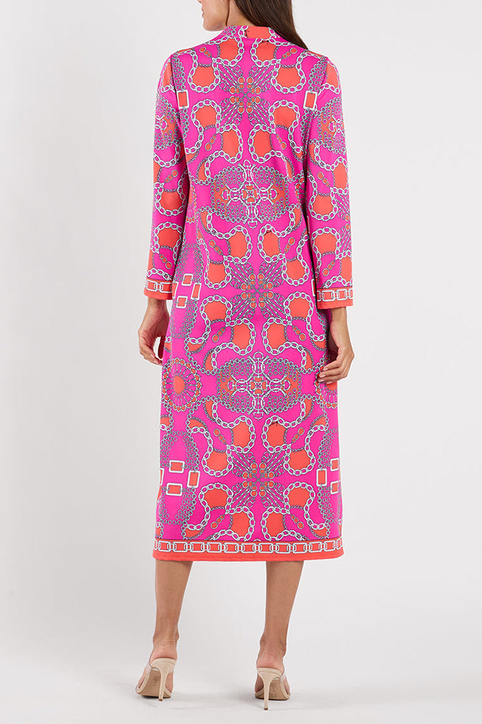 Casual Long Sleeve Caftan Midi Dress