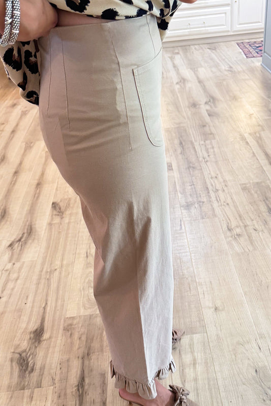 Straight Leg Ruffle Hem Pants