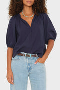 Ruffle Neck Bubble Sleeve Popover Top