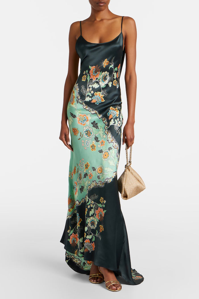 Floral Slip Silk Satin Dress