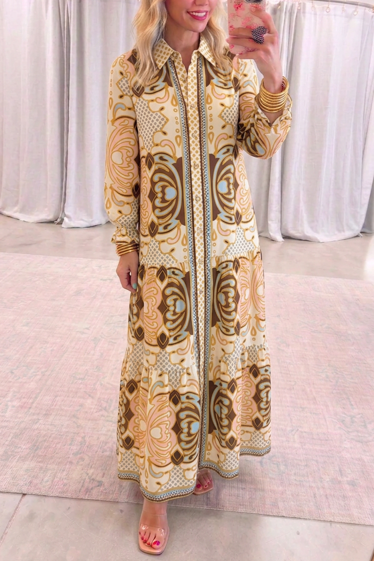 Vintage Paisley Prints Maxi Dress